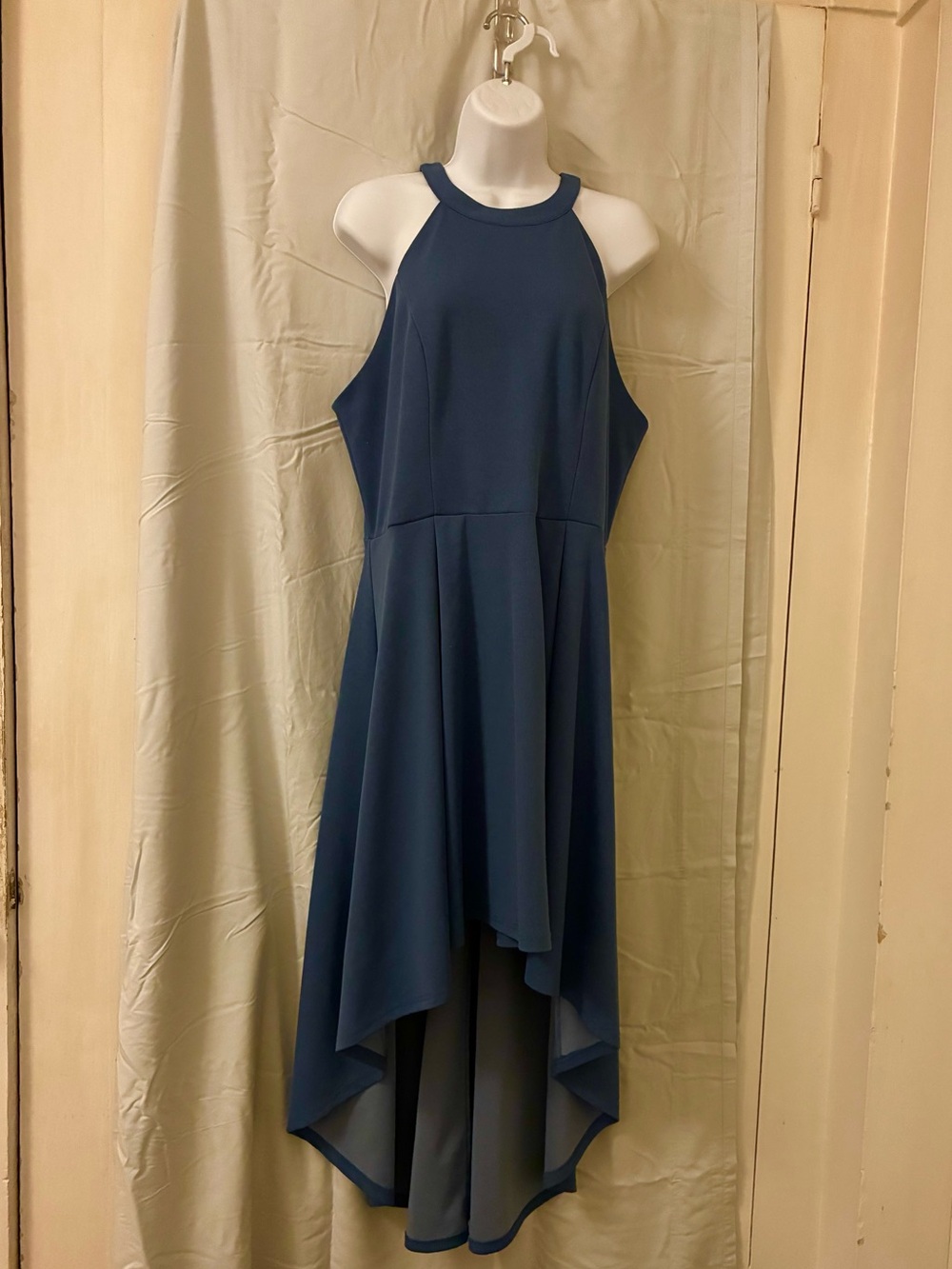 Sleeveless High-Low Navy/Cobalt Dress